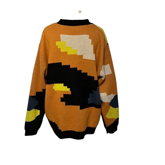 Fore Abstract Colorful Vneck Cardigan Sweater Size XL - Picture 5 of 8